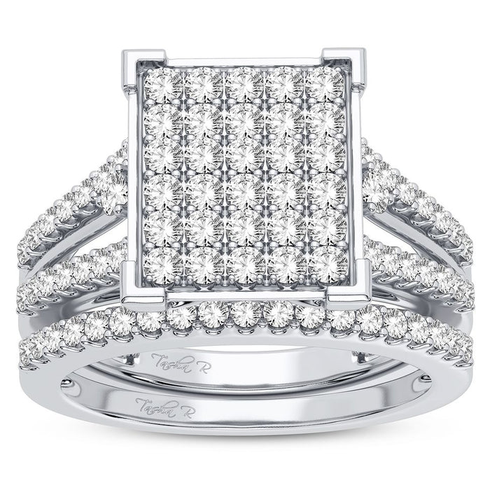 10k White Gold Lab Diamond Bridal Ring Set 1CT Elegance