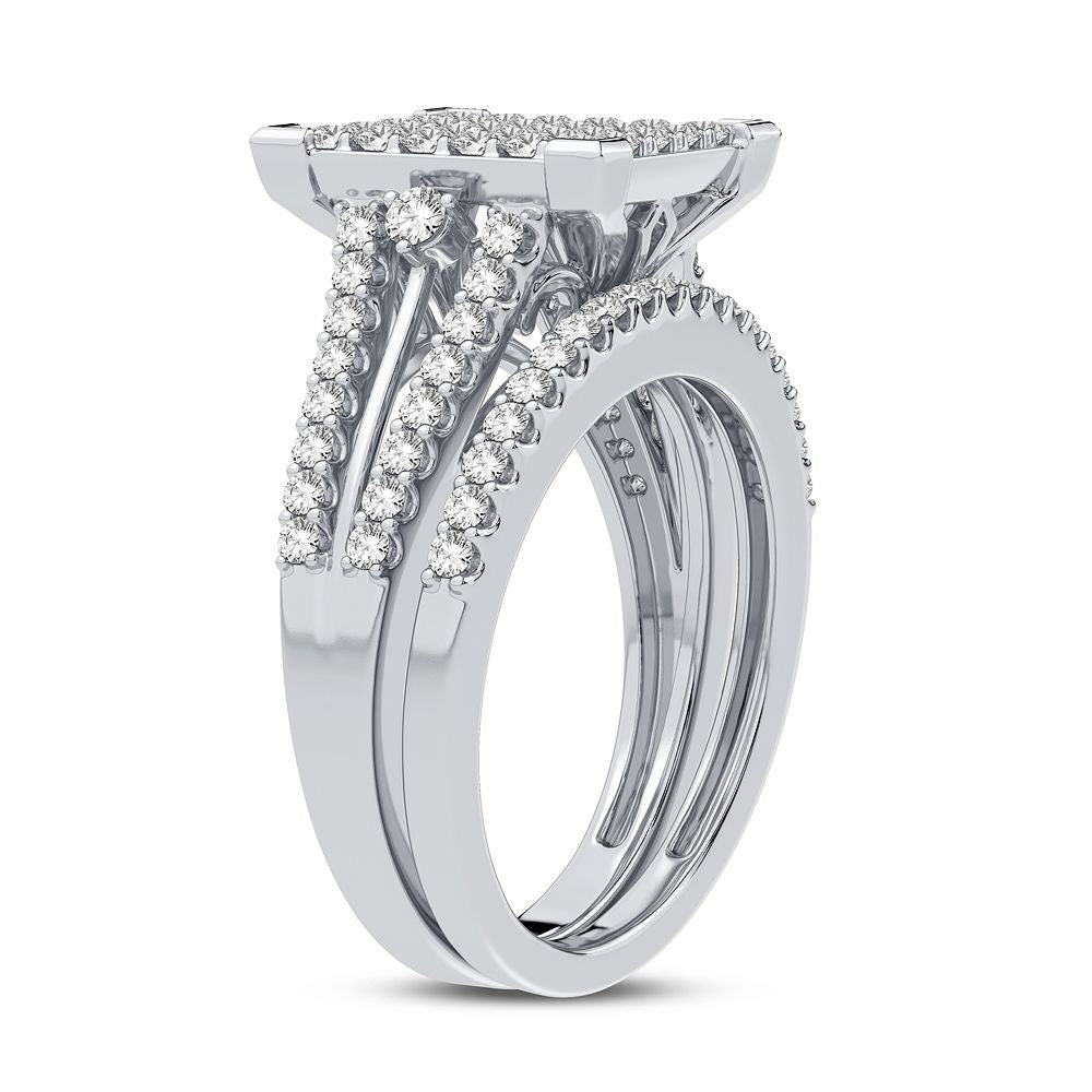 10k White Gold Lab Diamond Bridal Ring Set 1CT Elegance