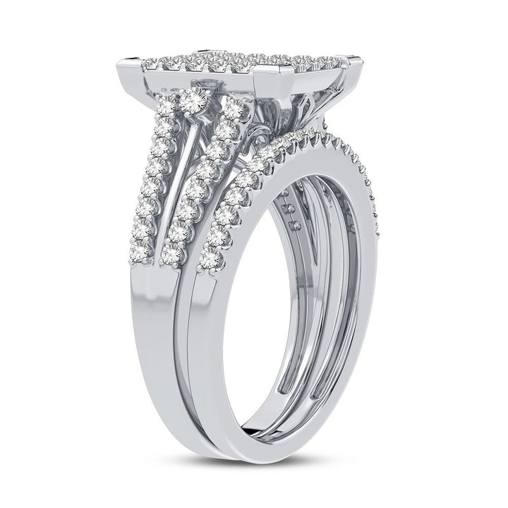 10k White Gold Lab Diamond Bridal Ring Set 1CT Elegance