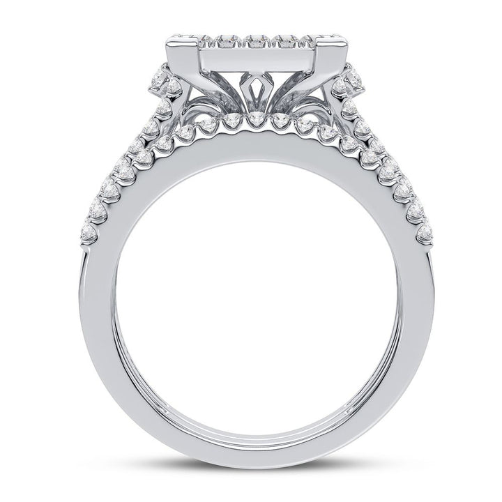 10k White Gold Lab Diamond Bridal Ring Set 1CT Elegance