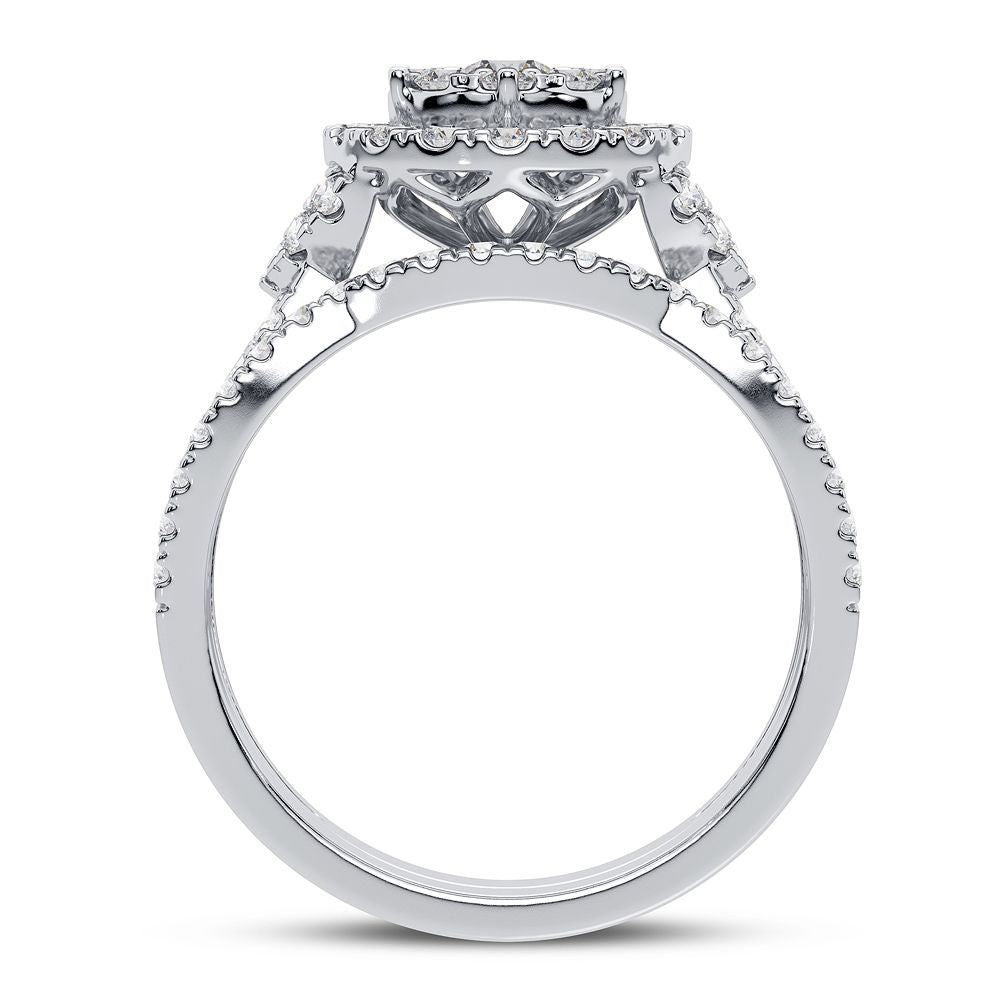 10k White Gold Lab Diamond Bridal Ring (1.00CT Brilliance)