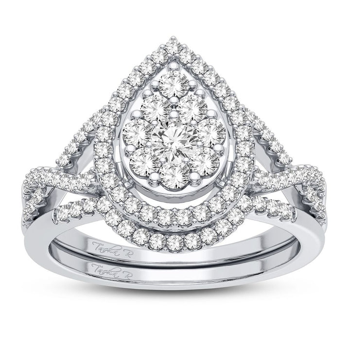 10k White Gold Lab Diamond Bridal Ring Set 0.75CT