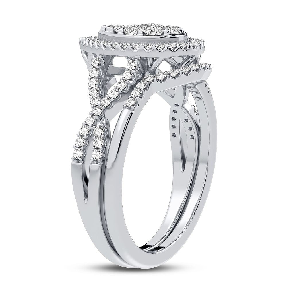 10k White Gold Lab Diamond Bridal Ring Set 0.75CT