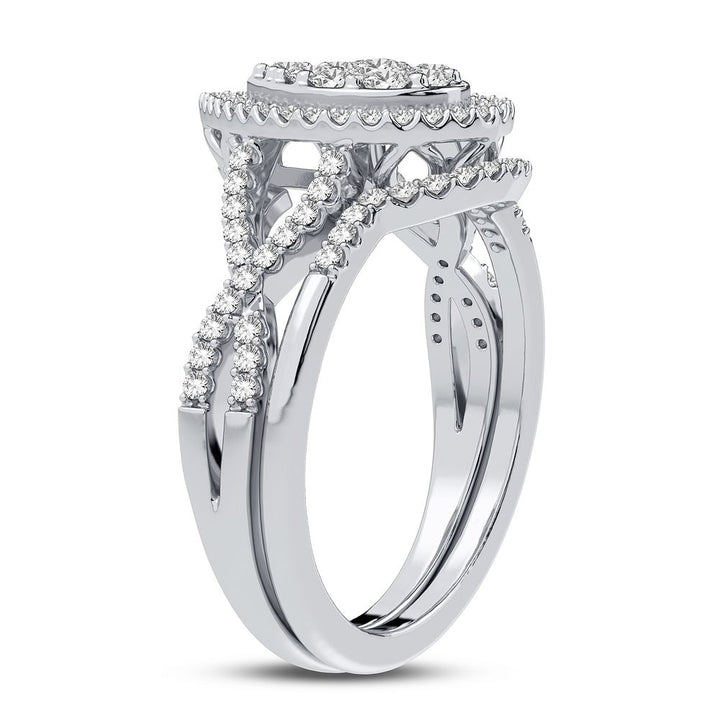 10k White Gold Lab Diamond Bridal Ring Set 0.75CT