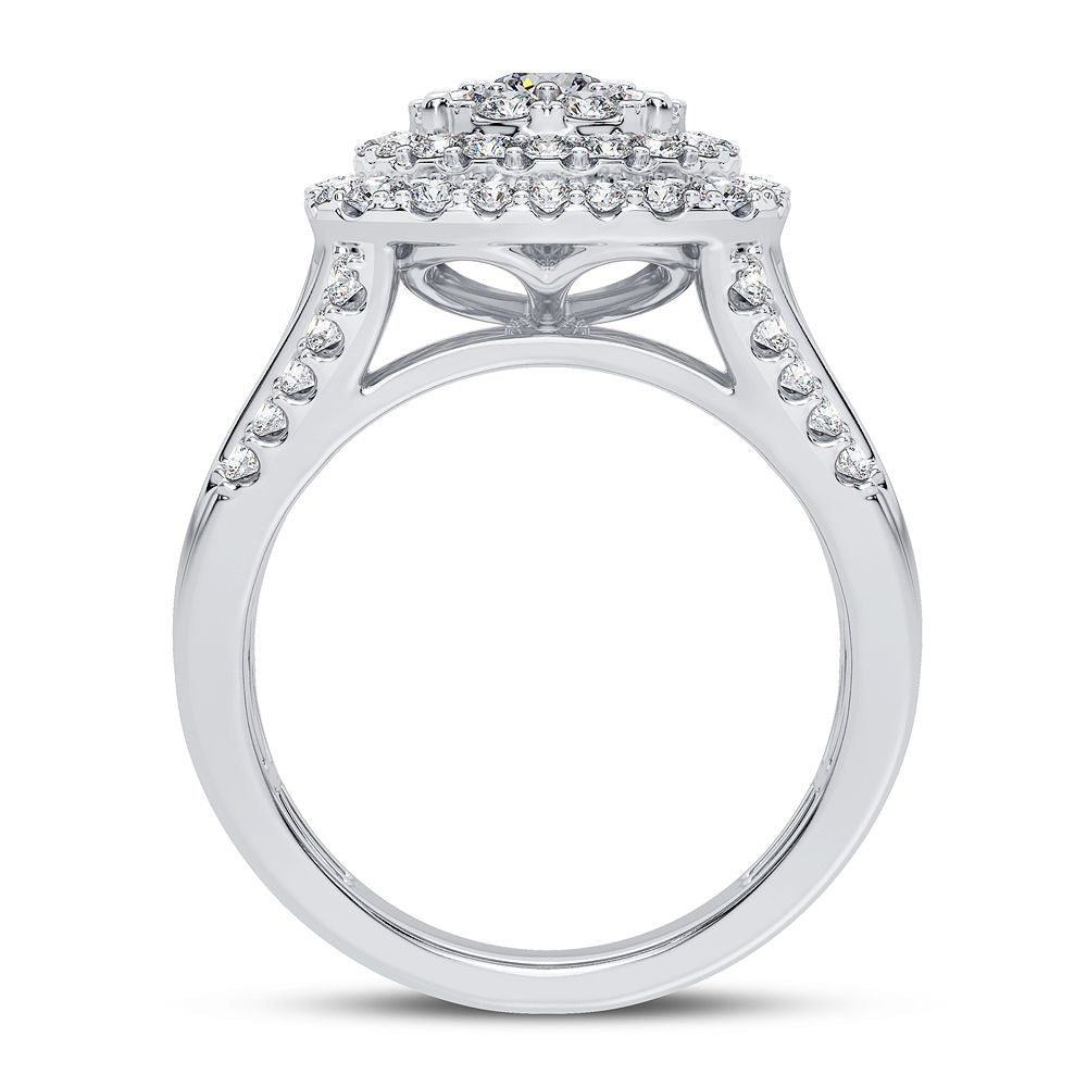 Chic 14k White Gold Lab Diamond Statement Ring for Her