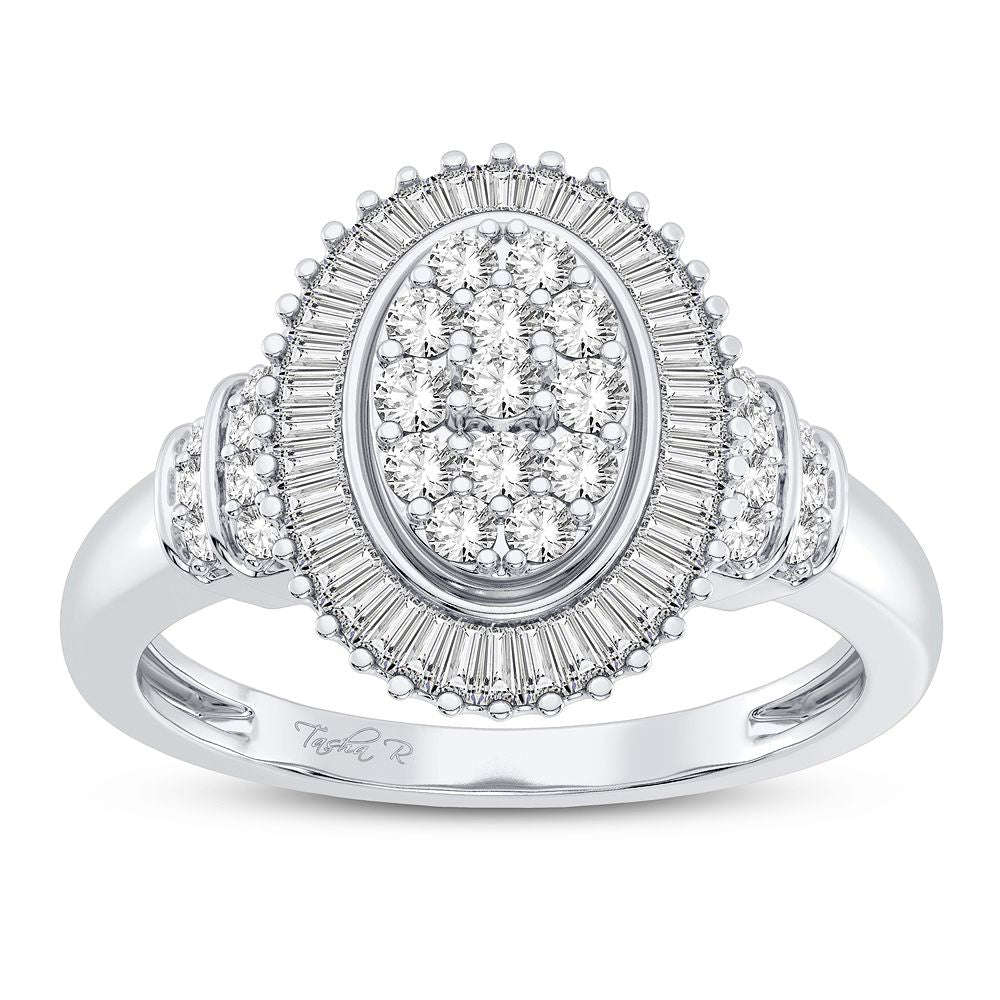 Sparkling 10k White Gold 0.50CT Diamond Womens Statement Ring
