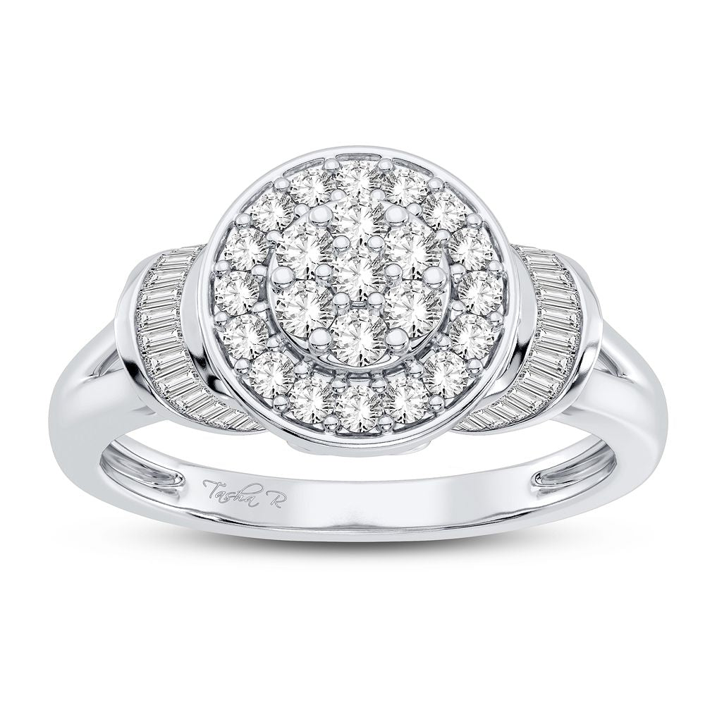 Sparkling 10k White Gold 0.50CT Diamond Fashion Ring for Women