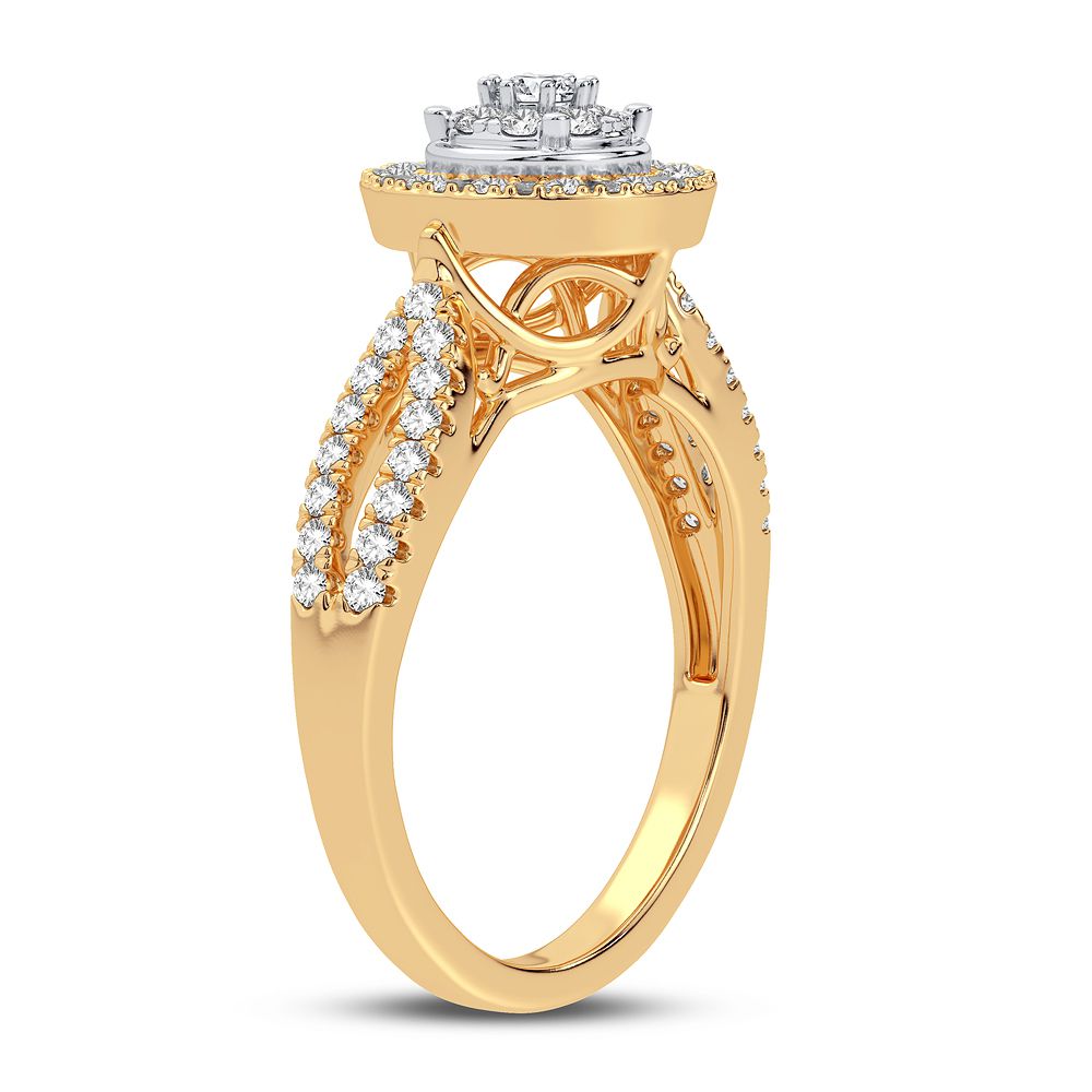 10K Yellow Gold 0.50CT Lab Diamond Womens Engagement Ring
