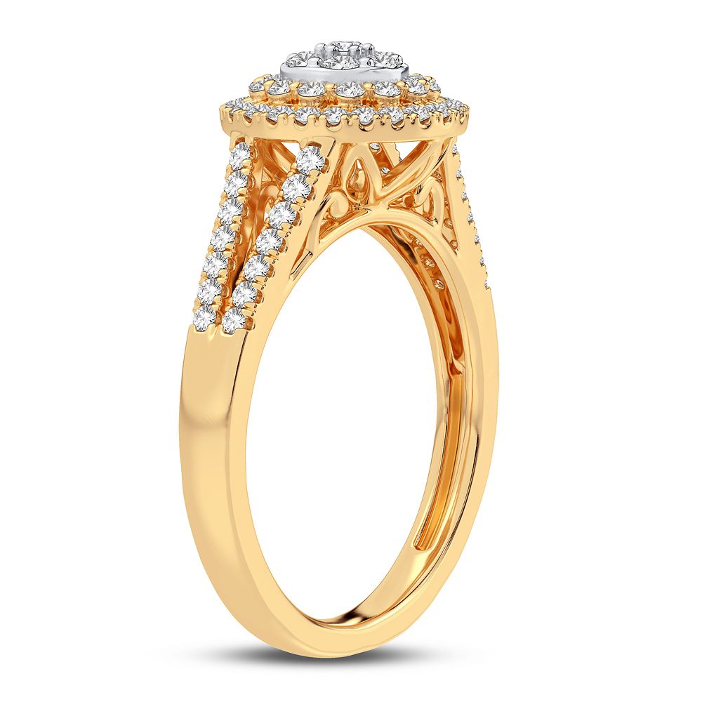 10k Yellow Gold 0.50CT Lab Diamond Engagement Ring for Her