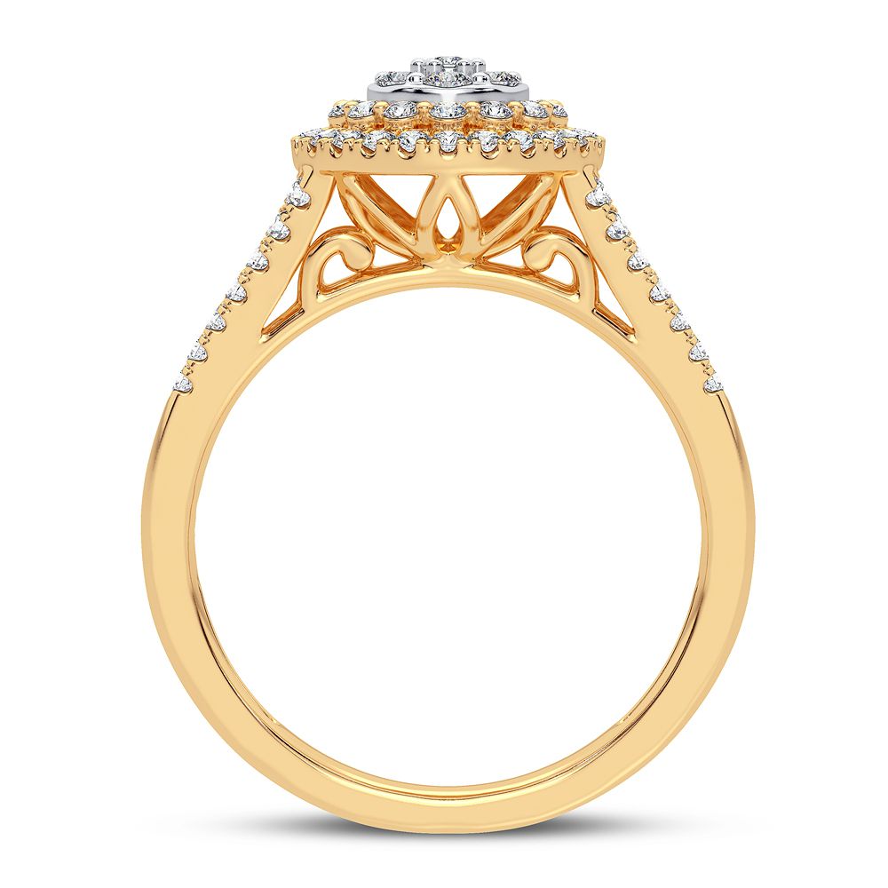 10k Yellow Gold 0.50CT Lab Diamond Engagement Ring for Her
