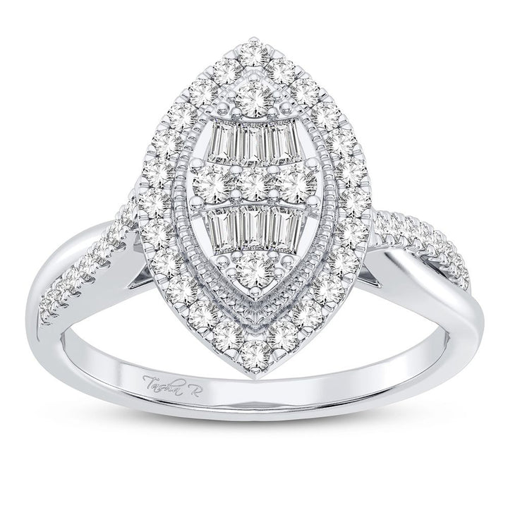 Elegant 10k White Gold Lab Diamond Womens Engagement Ring