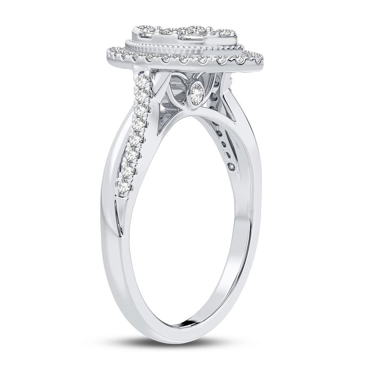 Elegant 10k White Gold Lab Diamond Womens Engagement Ring