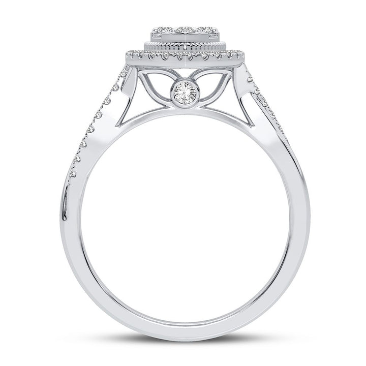 Elegant 10k White Gold Lab Diamond Womens Engagement Ring