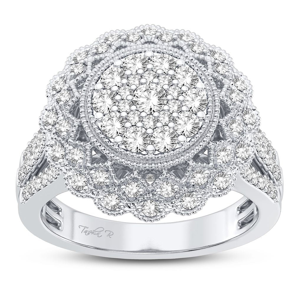 Luminous 14k White Gold 1CT Diamond Womens Fashion Ring
