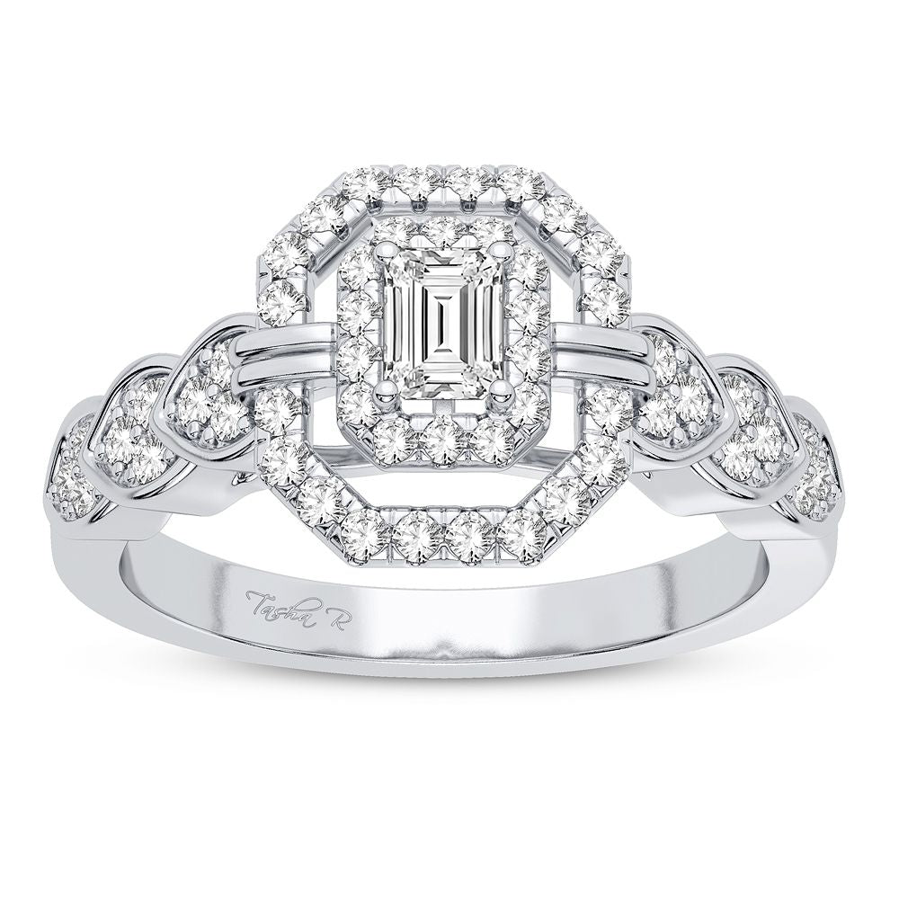 Brilliant 14K White Gold 0.50CT Lab Diamond Engagement Ring