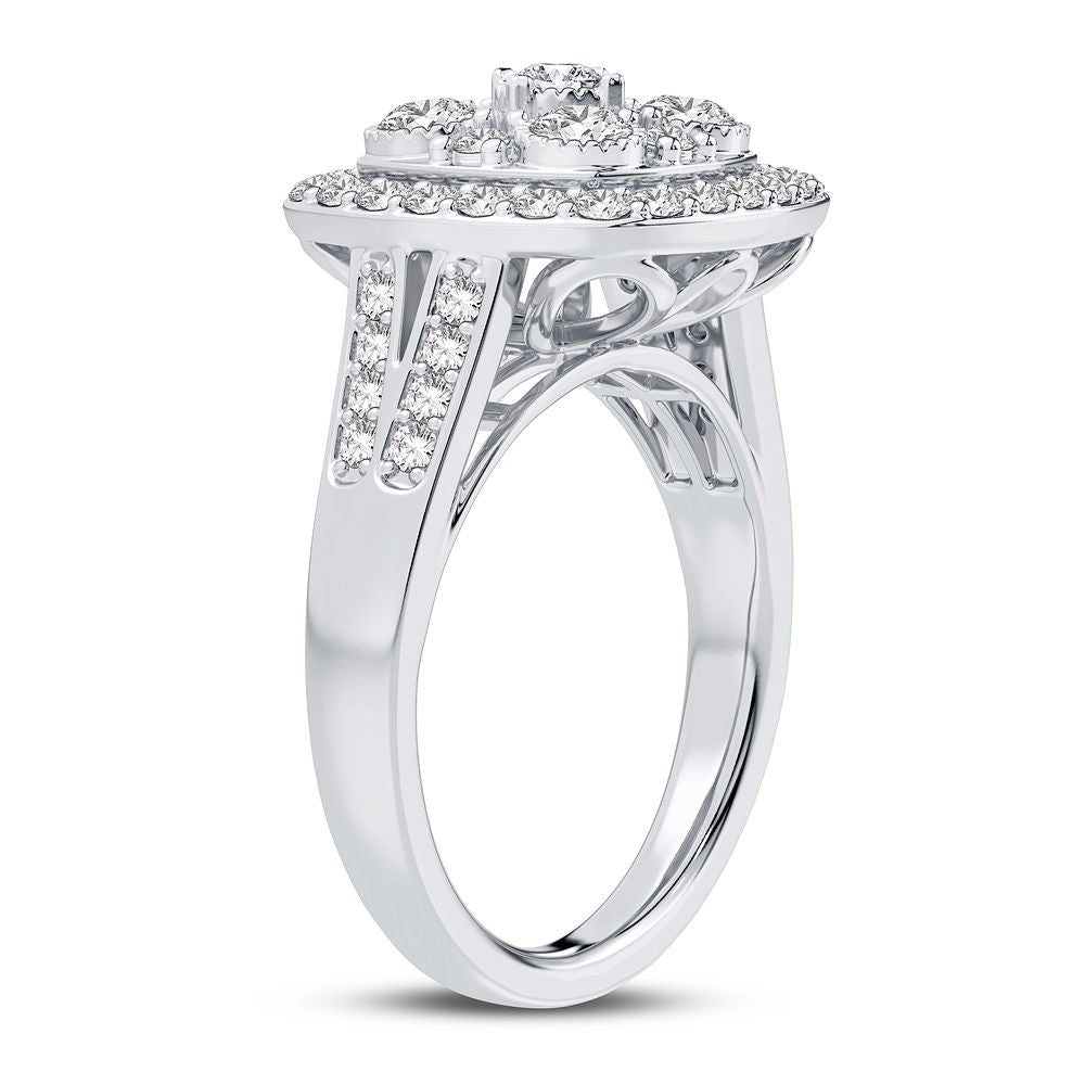 Chic 10k White Gold 1CT Lab Diamond Womens Fashion Ring