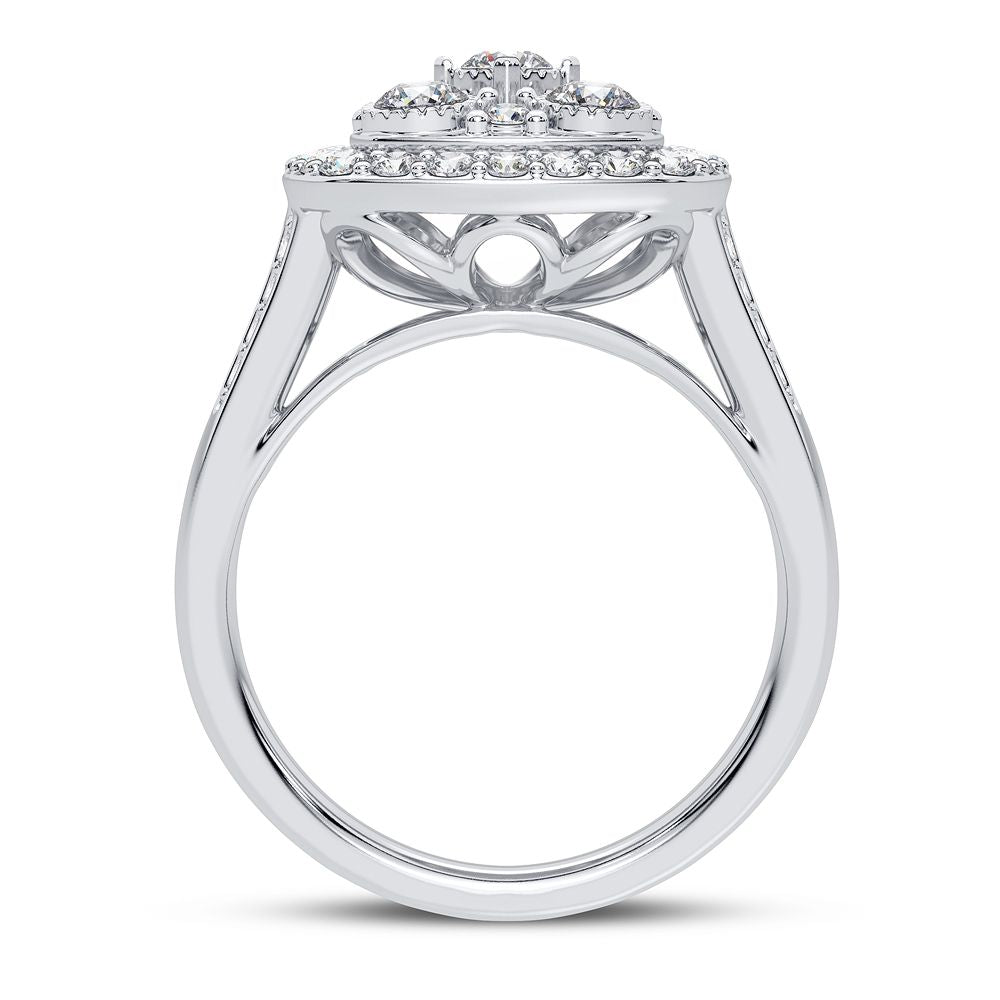 Chic 10k White Gold 1CT Lab Diamond Womens Fashion Ring