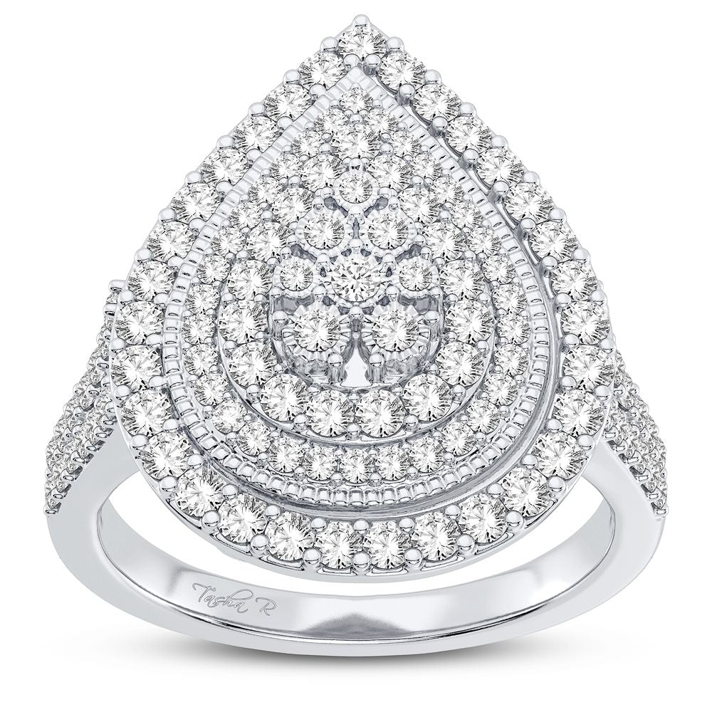 Chic 10k White Gold 1CT Lab Diamond Womens Fashion Ring