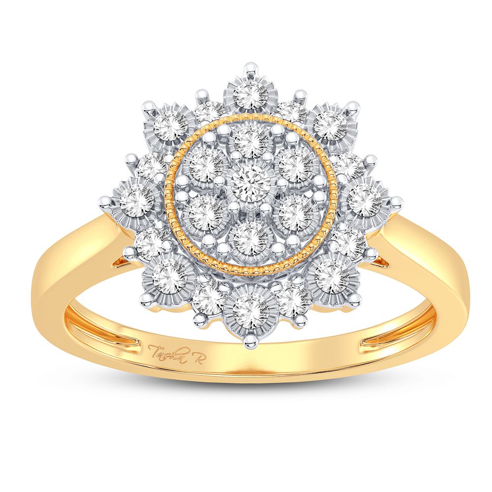 Chic 10K Yellow Gold Diamond Fashion Ring for Women