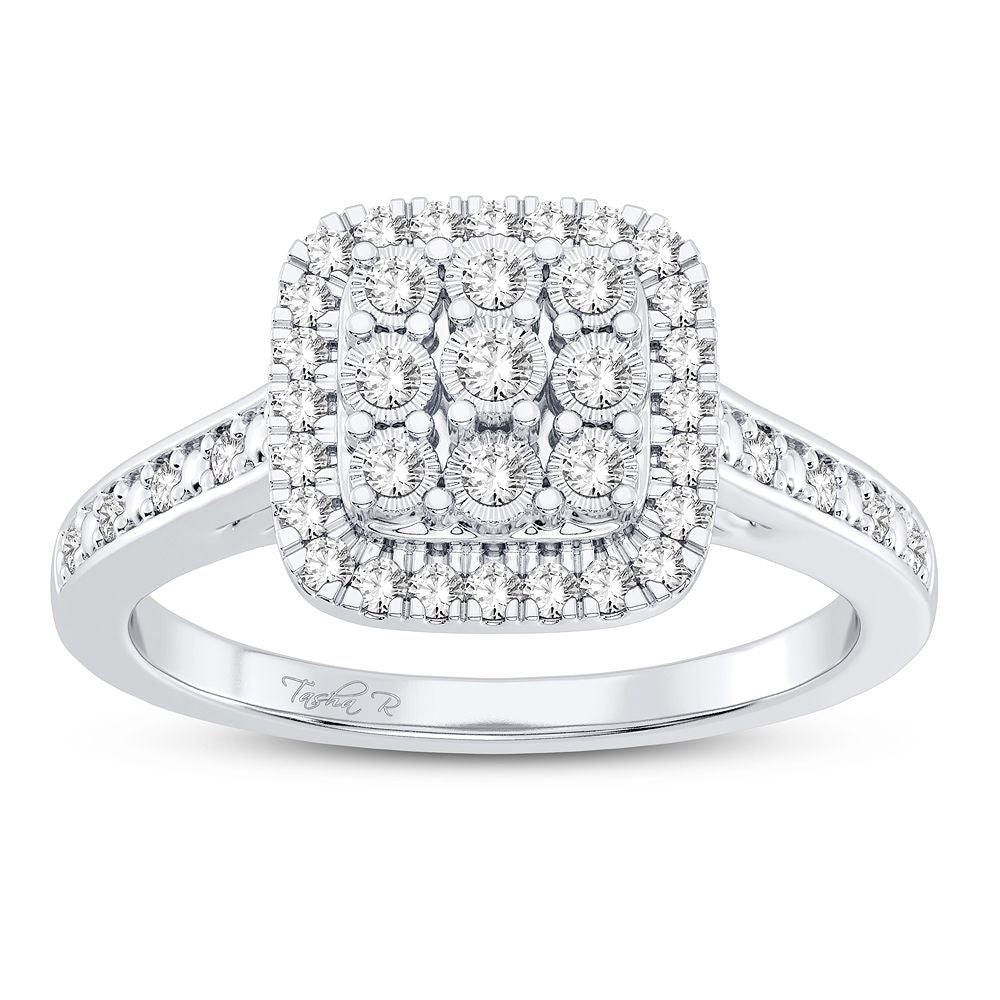 Elegant White Gold 0.20CT Diamond Womens Promise Ring