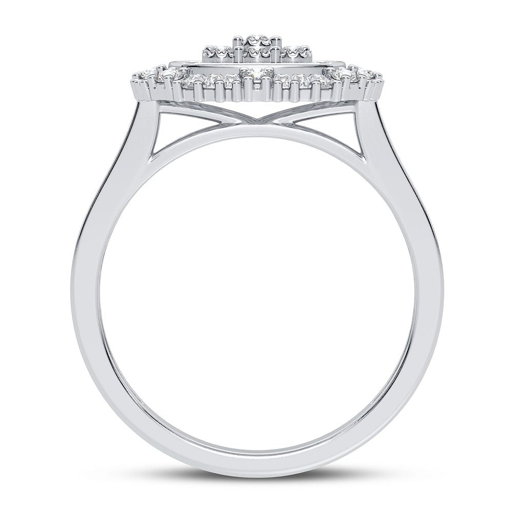 Chic 10k White Gold 0.20CT Lab Diamond Womens Fashion Ring