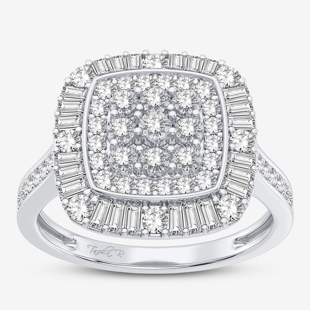 Chic 10k White Gold 0.50ct Diamond Womens Fashion Ring