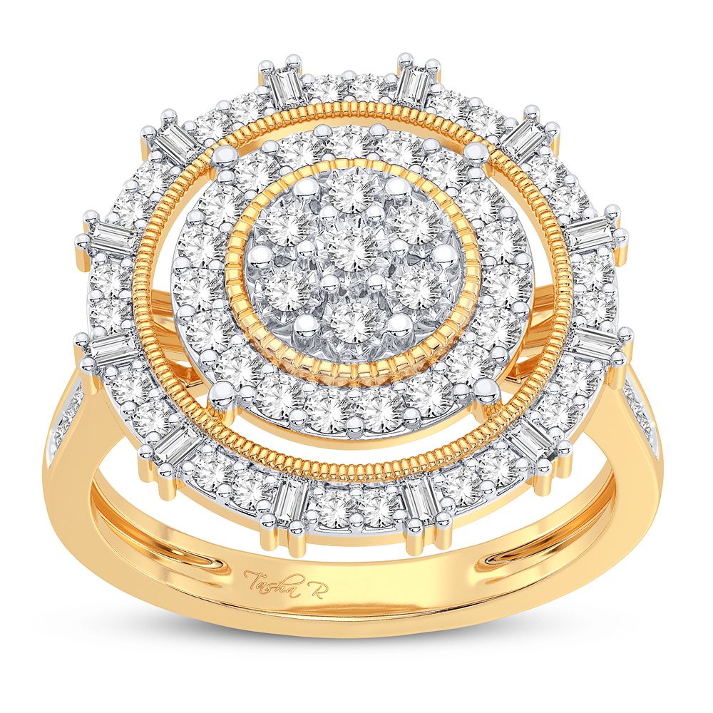 Chic 10K Yellow Gold 0.50CT Diamond Womens Fashion Ring