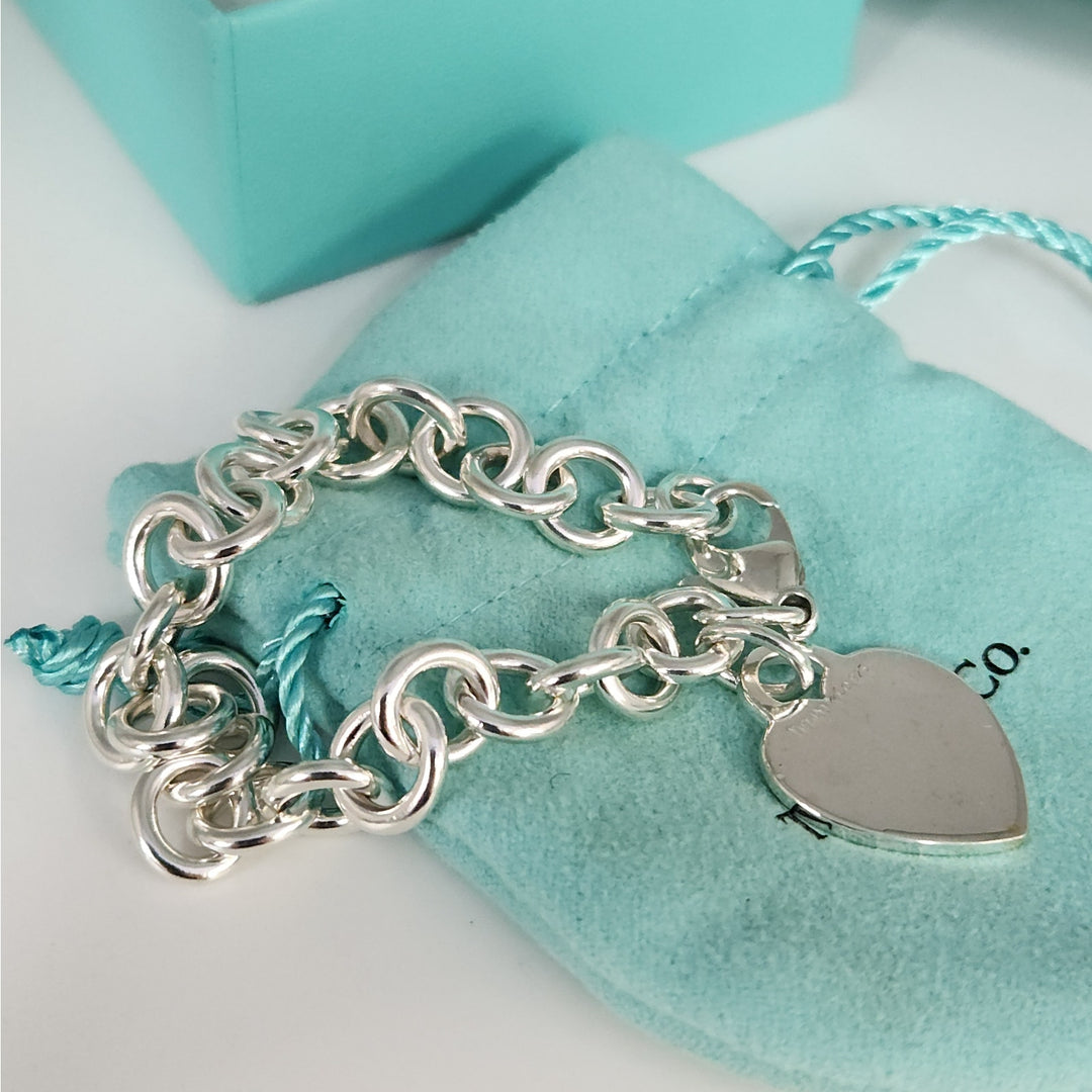Tiffany & Co. Sterling Silver Heart Tag Chain Bracelet