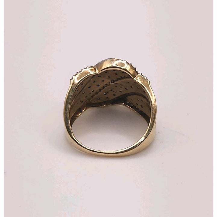 Vintage 10k Yellow Gold Blue And White Diamond Ring Size 6.75