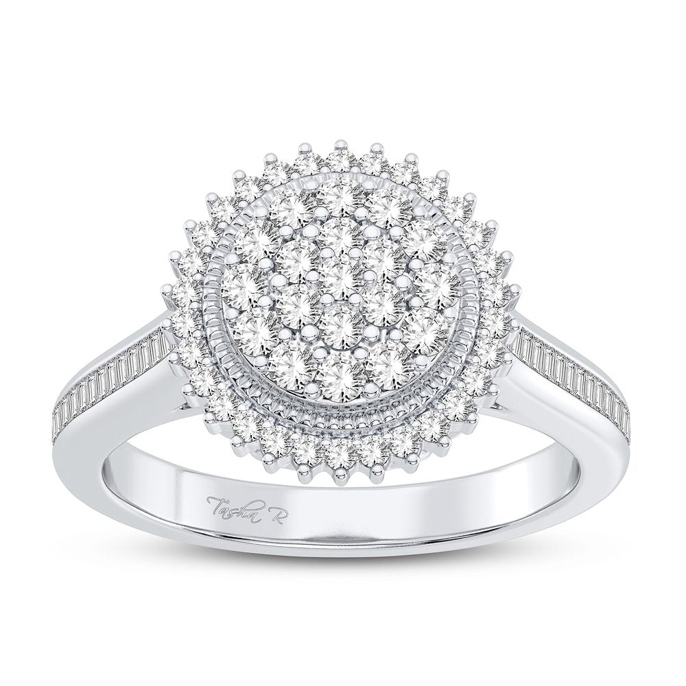 Sparkling 10k White Gold 0.50CT Diamond Womens Fashion Ring