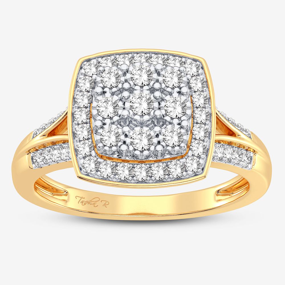 Chic 10k Yellow Gold 0.25CT Diamond Womens Fashion Ring