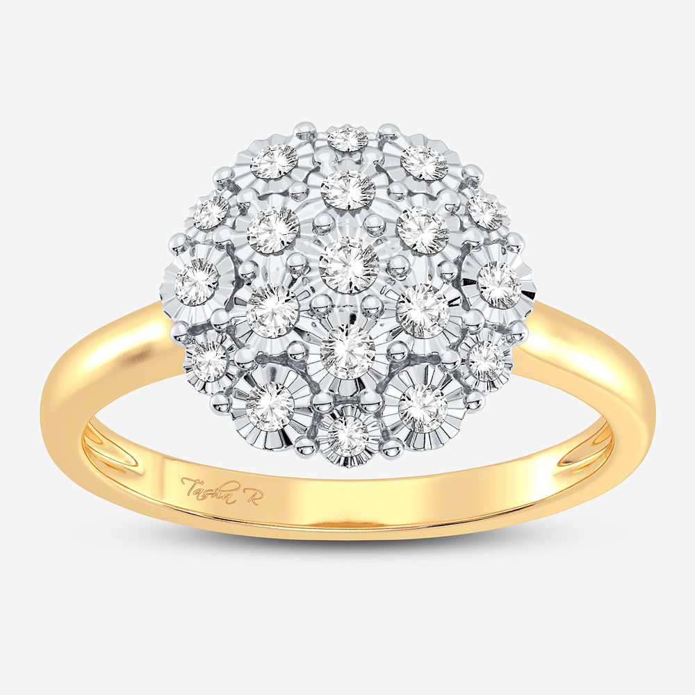 Chic 10k Yellow Gold Lab Diamond Womens Fashion Ring