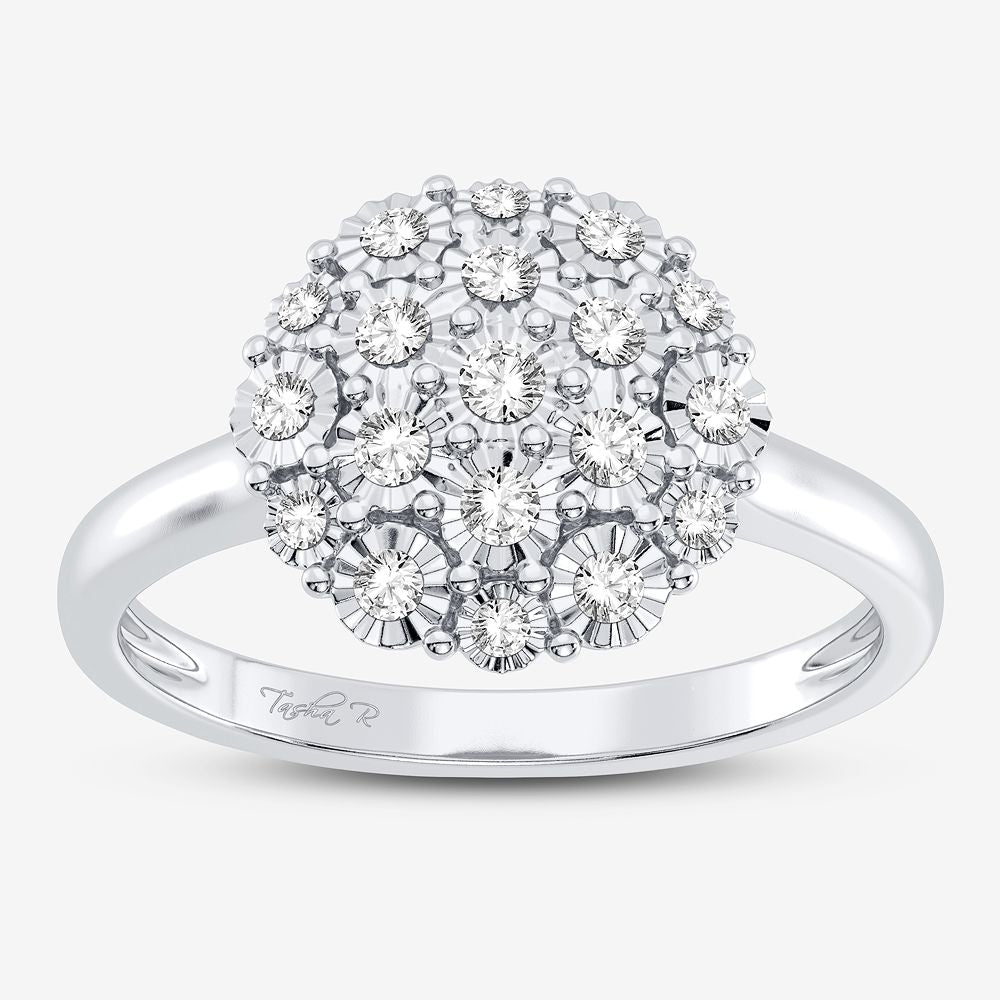 Chic 10k White Gold Lab Diamond Fashion Ring for Her