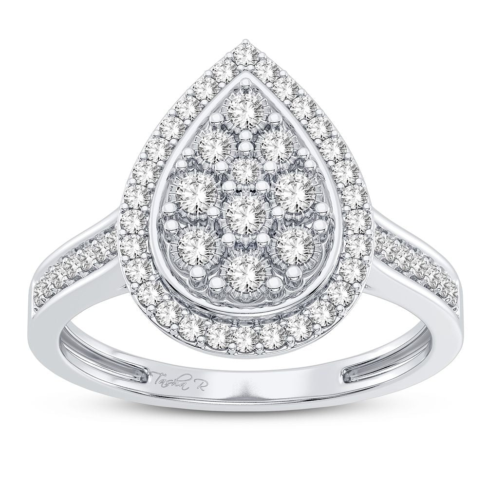 Chic 10k White Gold Diamond Accent Ring for Women