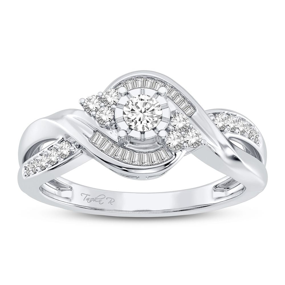 Sparkling 10k White Gold 0.25CT Diamond Fashion Ring for Her