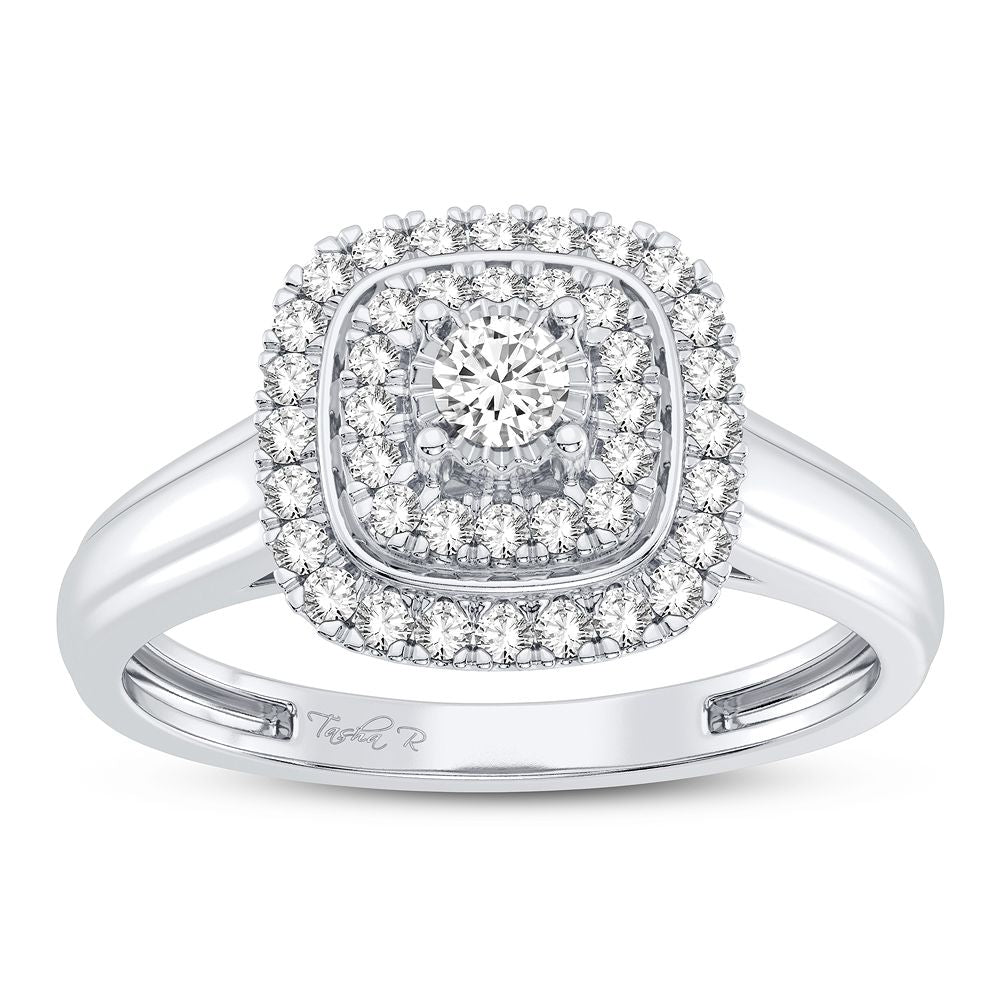 Sparkling 10k White Gold 0.25CT Diamond Womens Fashion Ring
