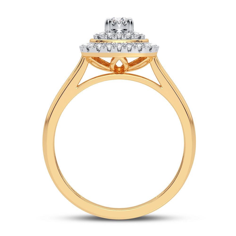 Chic 10k Yellow Gold Lab Diamond Womens Fashion Ring
