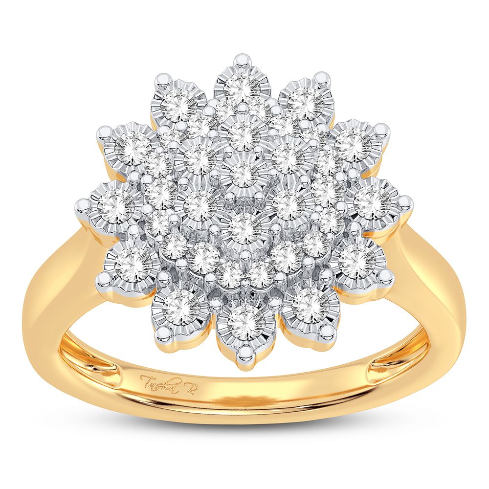 Chic 10k Yellow Gold 0.25CT Diamond Womens Fashion Ring