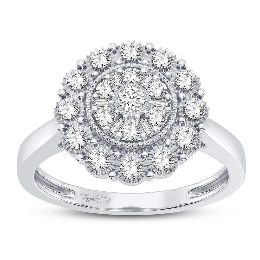 Sparkling 10k White Gold 0.28CT Diamond Fashion Ring