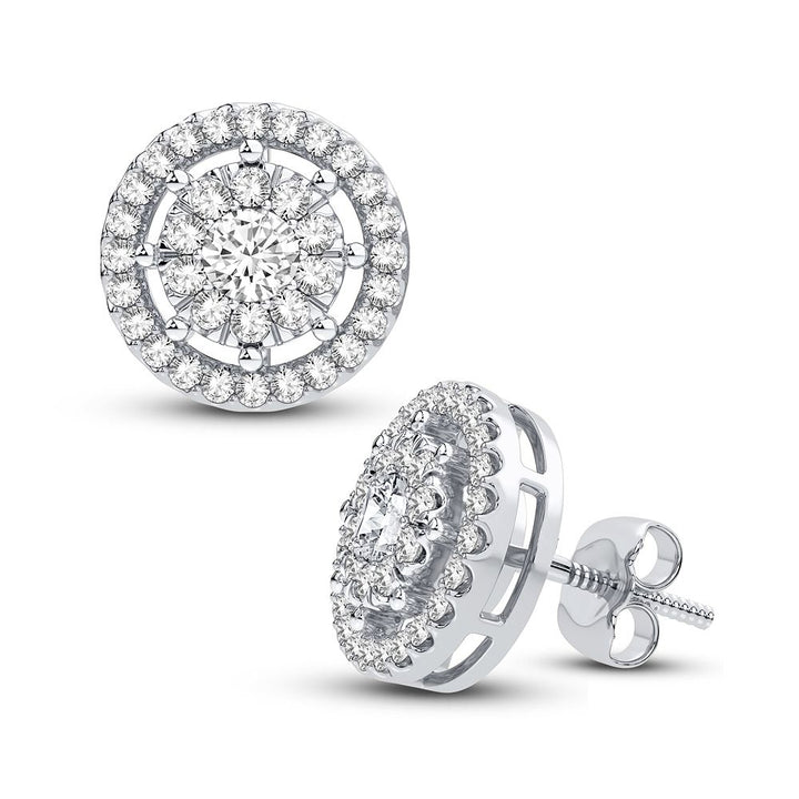 Sparkling 1CT Lab Diamond Earrings in 14k White Gold