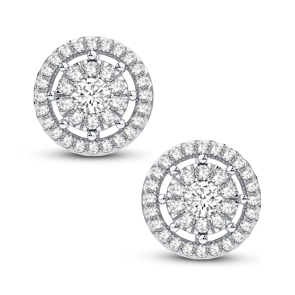 Sparkling 1CT Lab Diamond Earrings in 14k White Gold