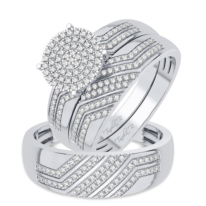 10k White Gold 0.50CT Lab Diamond Trio Wedding Set for Her