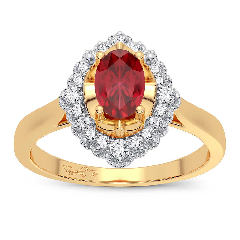 Chic 14K Yellow Gold 0.12ct Lab Diamond Statement Ring