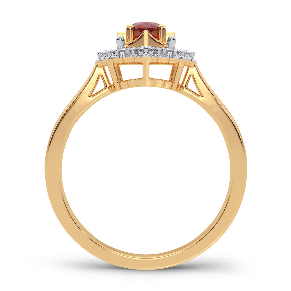 Chic 14K Yellow Gold 0.12ct Lab Diamond Statement Ring