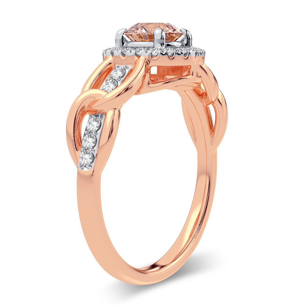 Romantic 14k Rose Gold Morganite Ring: Delicate Charm
