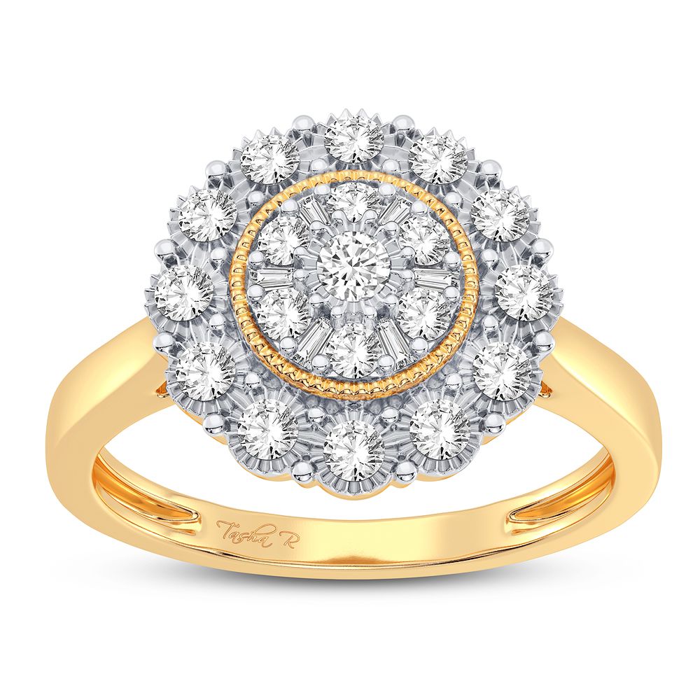 Chic 10k Yellow Gold 0.28CT Diamond Womens Fashion Ring