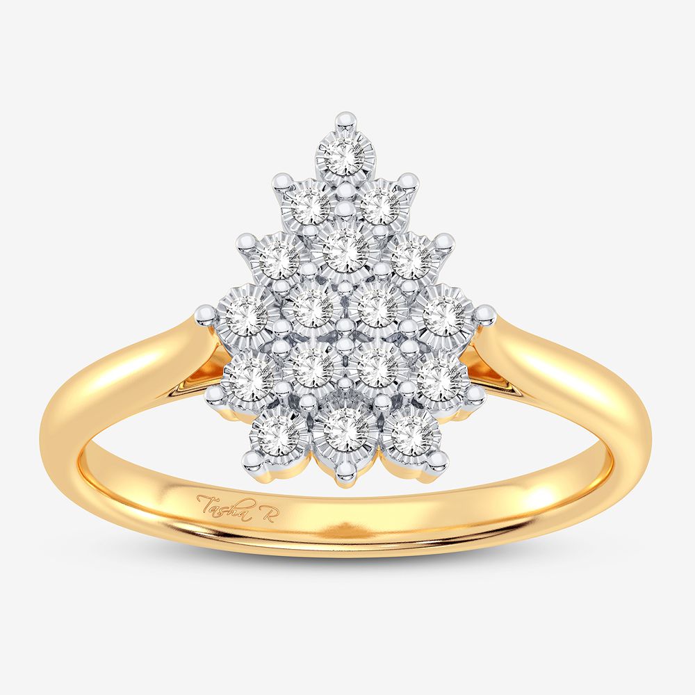 Chic 10k Yellow Gold Diamond Accent Womens Fashion Ring