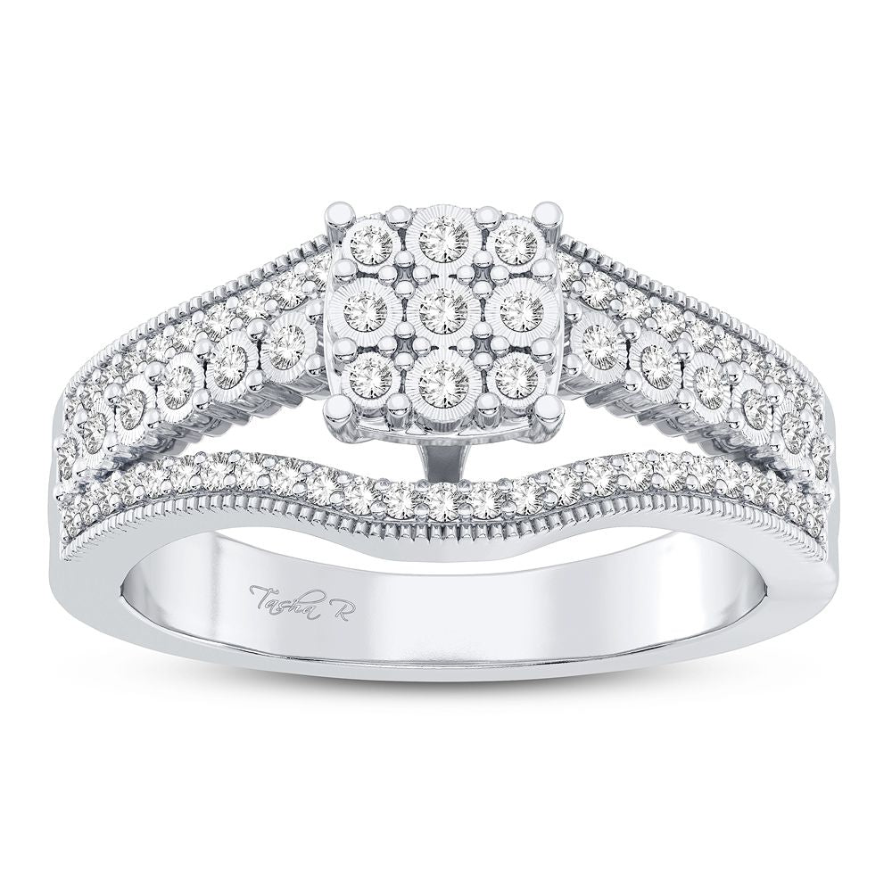 Chic 10k White Gold 0.20CT Diamond Statement Ring