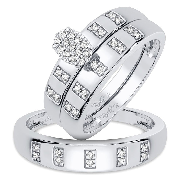 10k White Gold Lab Diamond Trio Set for Womens Elegance