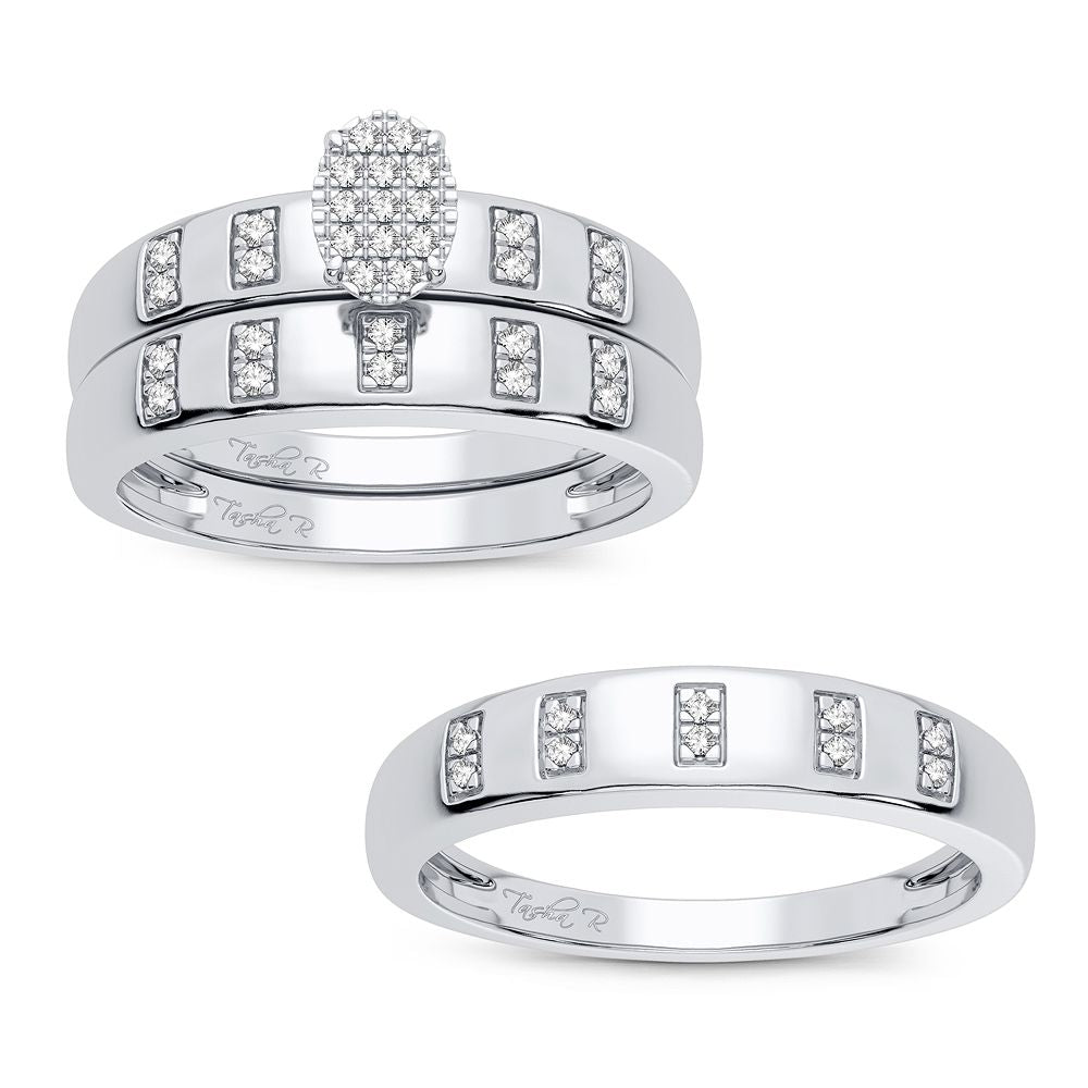 10k White Gold Lab Diamond Trio Set for Womens Elegance
